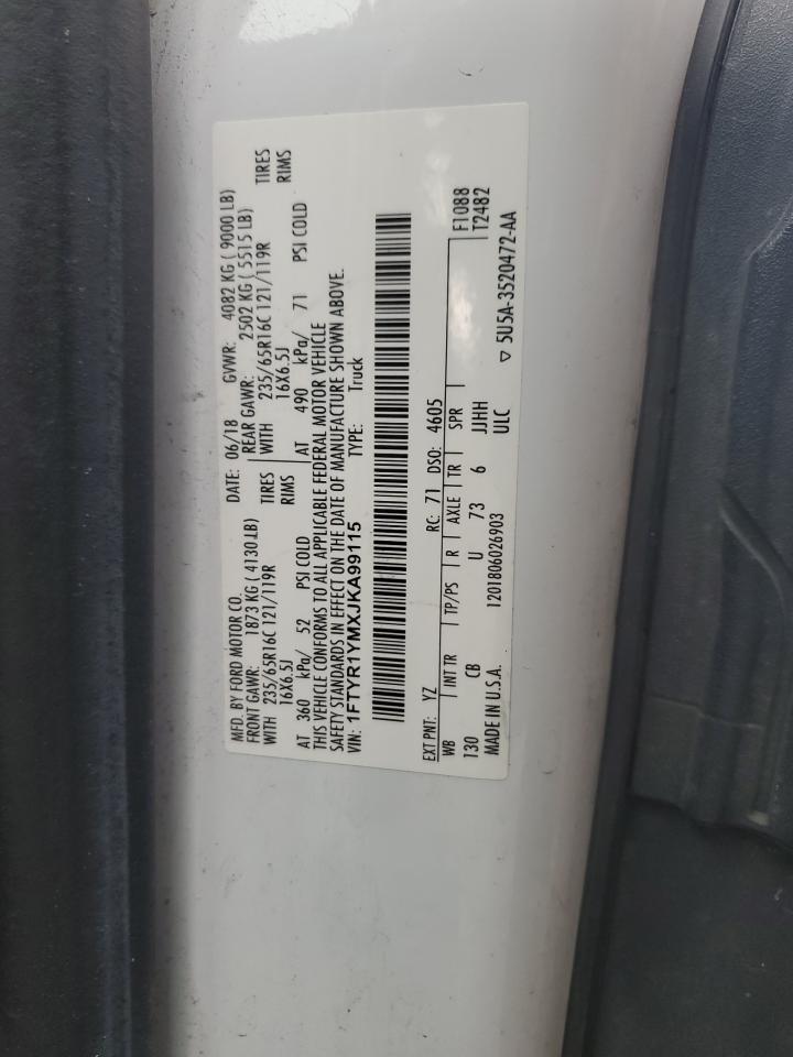 2018 Ford Transit T-250 VIN: 1FTYR1YMXJKA99115 Lot: 86684435