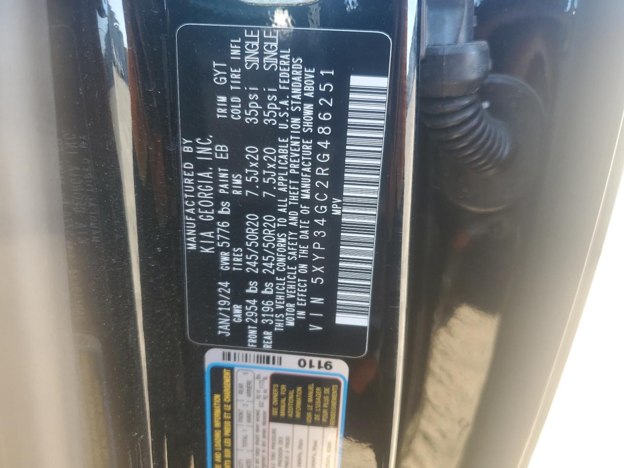 2024 Kia Telluride Ex VIN: 5XYP34GC2RG486251 Lot: 84615965