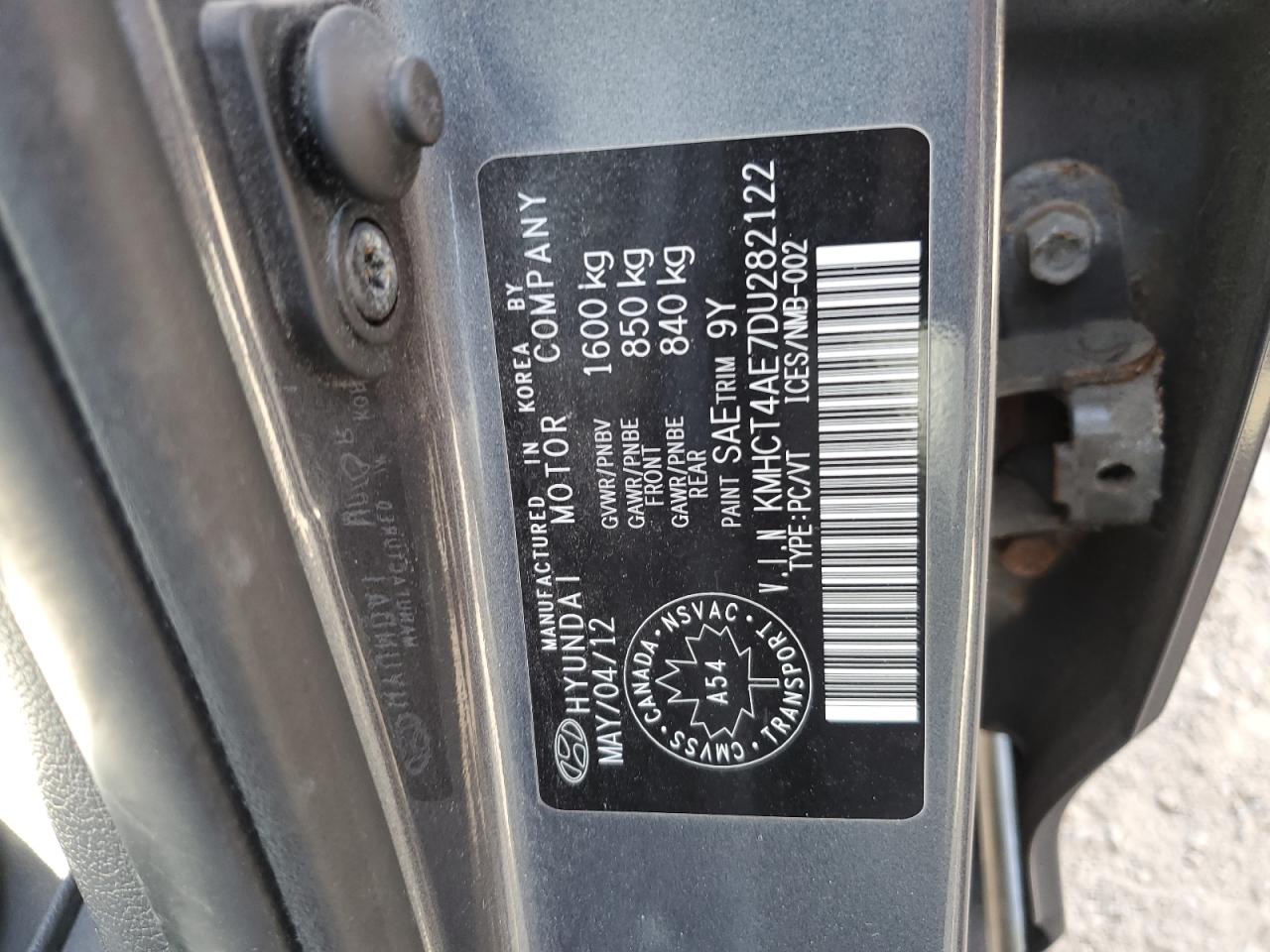 2013 Hyundai Accent Gls VIN: KMHCT4AE7DU282122 Lot: 85684835