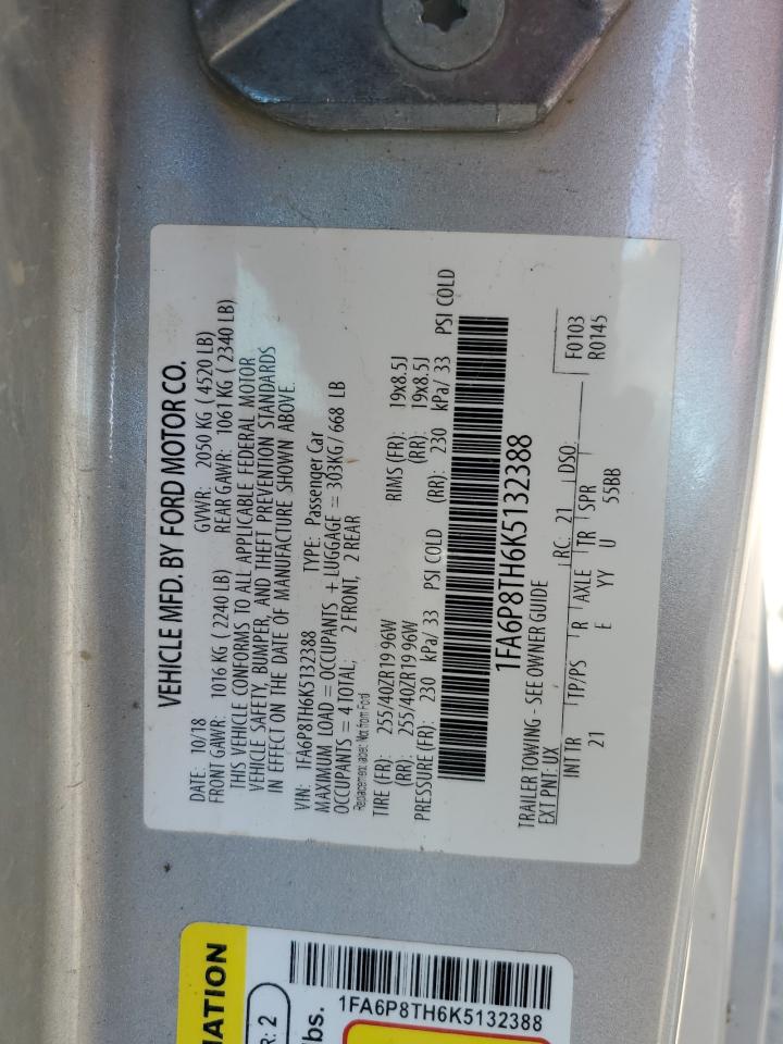 2019 Ford Mustang VIN: 1FA6P8TH6K5132388 Lot: 87069755