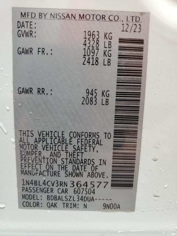 2024 Nissan Altima Sr VIN: 1N4BL4CV3RN364577 Lot: 85748145