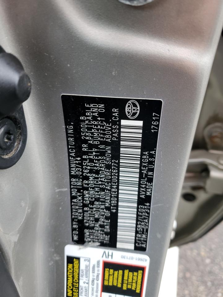 2014 Toyota Avalon Hybrid VIN: 4T1BD1EB4EU026772 Lot: 90372575