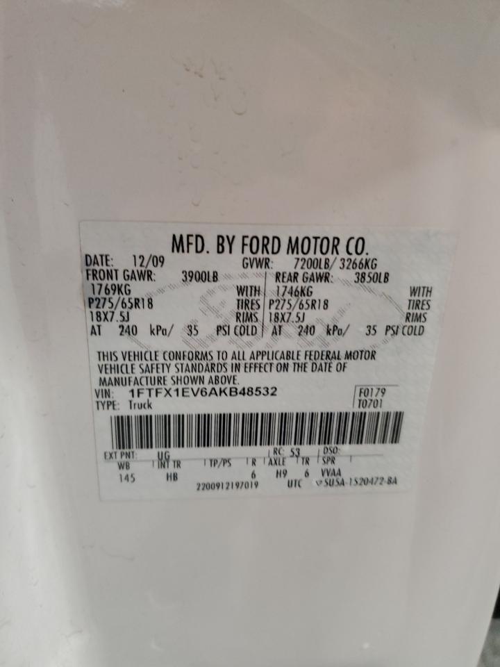 2010 Ford F150 Super Cab VIN: 1FTFX1EV6AKB48532 Lot: 84294375