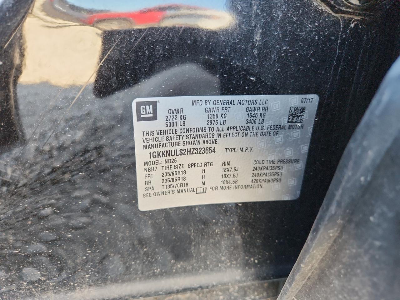 2017 GMC Acadia Slt-1 VIN: 1GKKNULS2HZ323654 Lot: 84941165