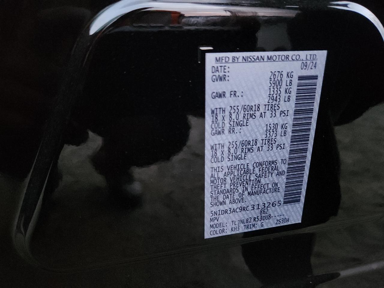 2024 Nissan Pathfinder S VIN: 5N1DR3AC9RC313265 Lot: 85279355