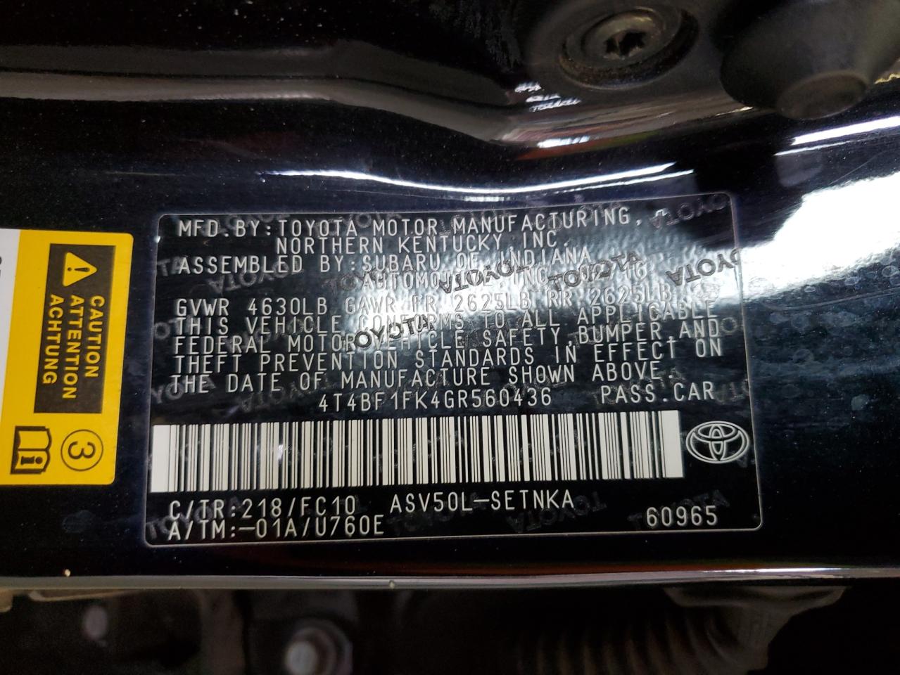 2016 Toyota Camry Le VIN: 4T4BF1FK4GR560436 Lot: 86874935
