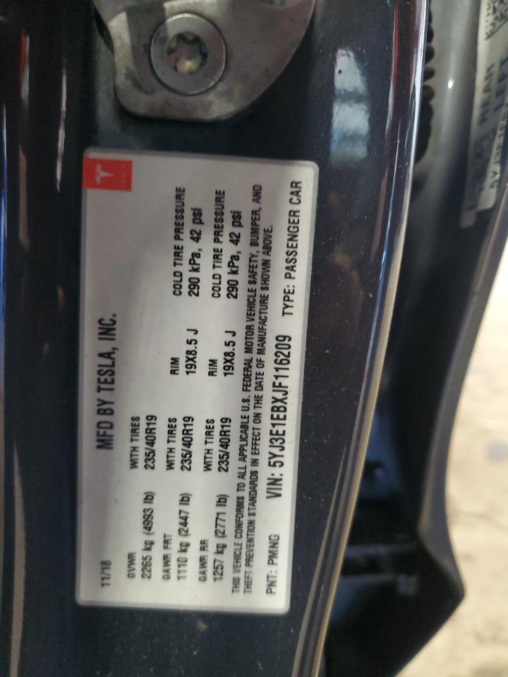 2018 Tesla Model 3 VIN: 5YJ3E1EBXJF116209 Lot: 85167435