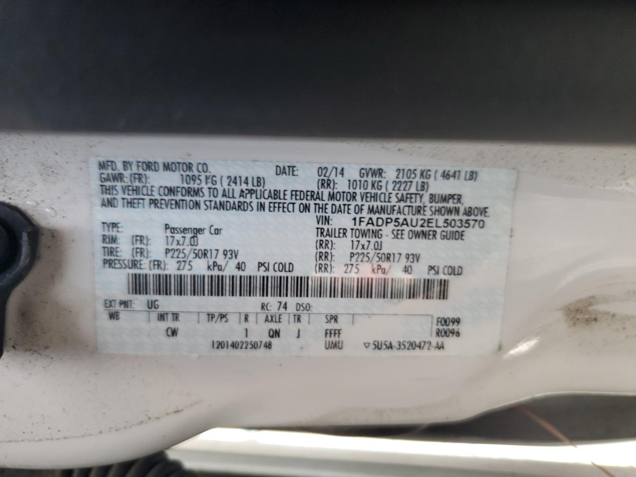 2014 Ford C-Max Se VIN: 1FADP5AU2EL503570 Lot: 87465765