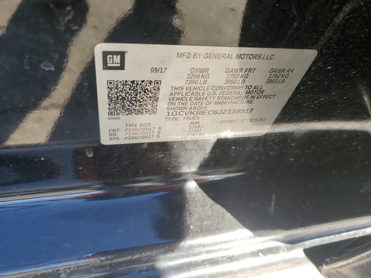 2018 Chevrolet Silverado K1500 Lt VIN: 1GCVKREC6JZ138517 Lot: 84819955