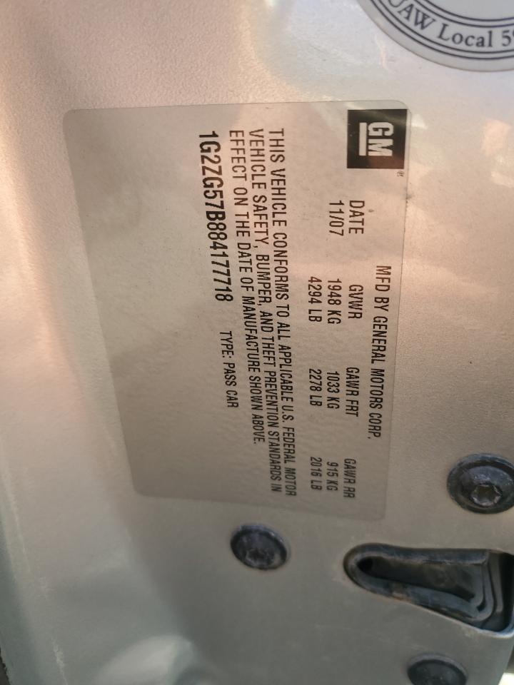 2008 Pontiac G6 Base VIN: 1G2ZG57B884177718 Lot: 82259255