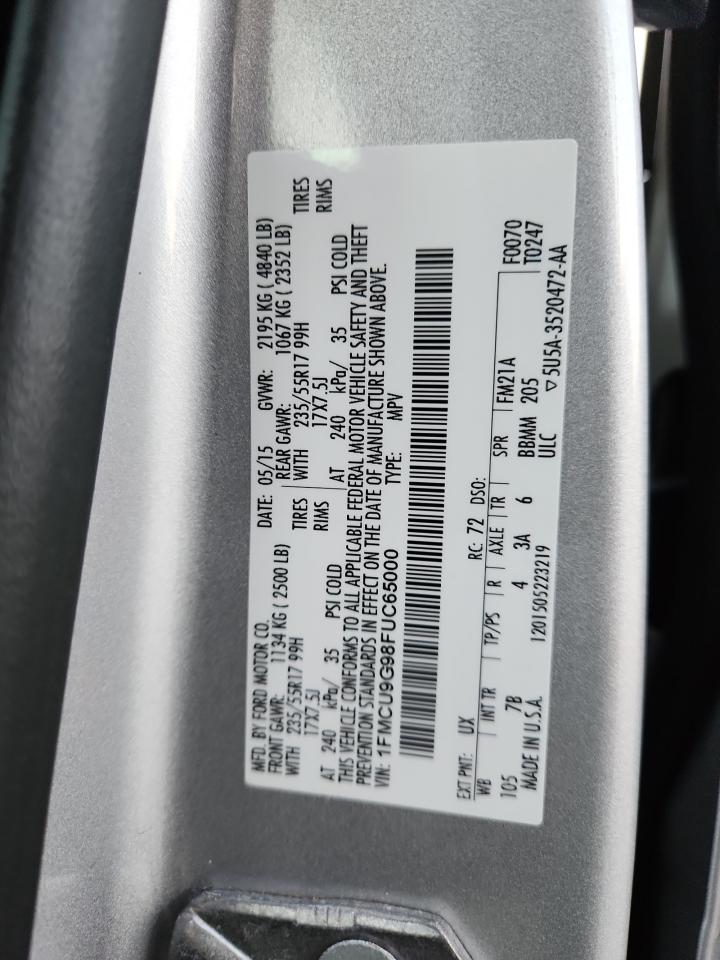 2015 Ford Escape Se VIN: 1FMCU9G98FUC65000 Lot: 82375435