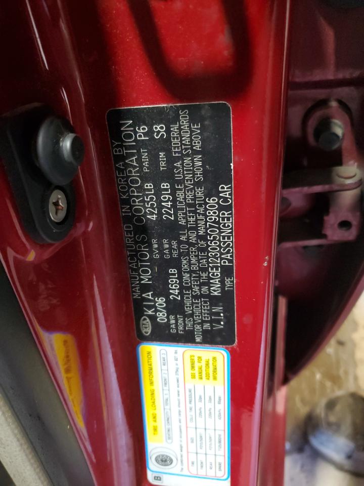 2006 Kia Optima Lx VIN: KNAGE123065079806 Lot: 69181725