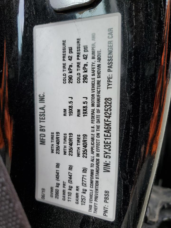 2019 Tesla Model 3 VIN: 5YJ3E1EA6KF425328 Lot: 81917565