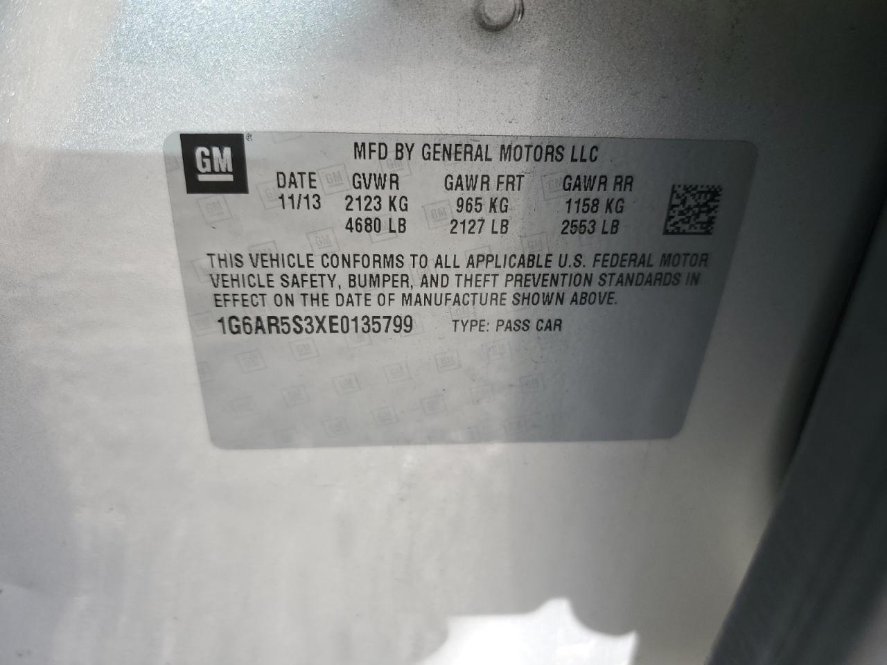 2014 Cadillac Cts Luxury Collection VIN: 1G6AR5S3XE0135799 Lot: 82651665