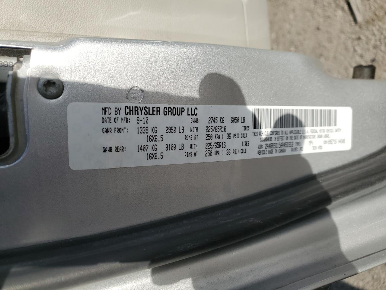 2010 Chrysler Town & Country Touring VIN: 2A4RR5D15AR451553 Lot: 90568965