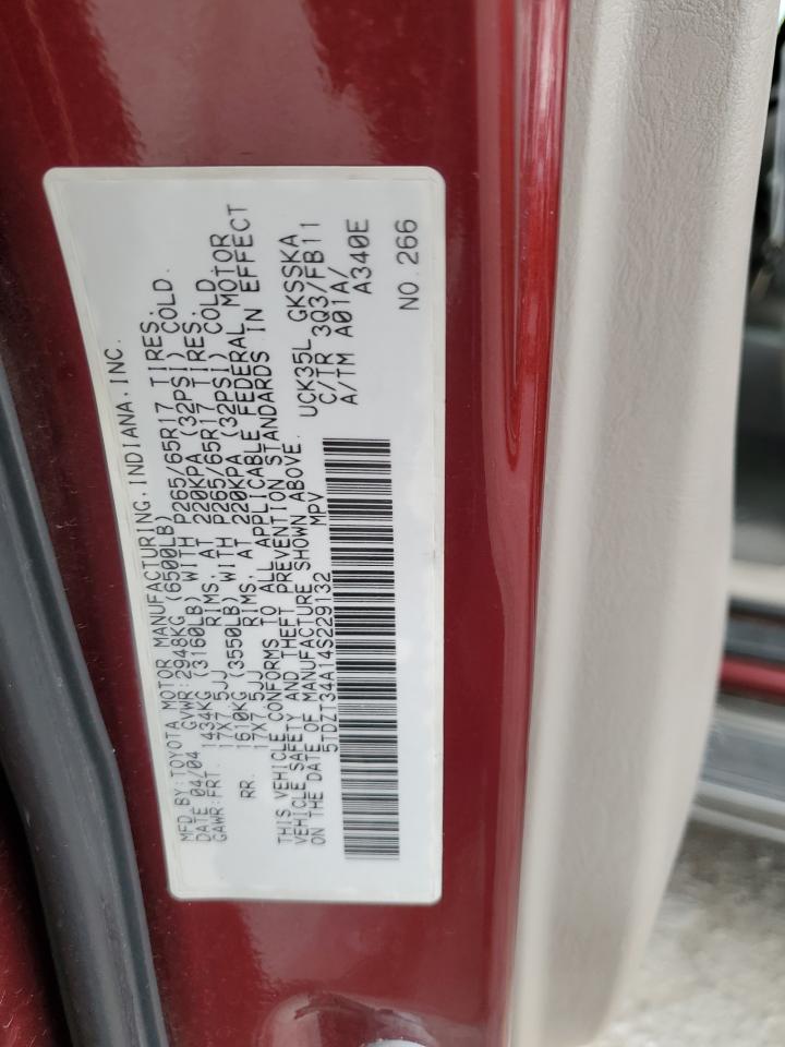 2004 Toyota Sequoia Sr5 VIN: 5TDZT34A14S229132 Lot: 86595535