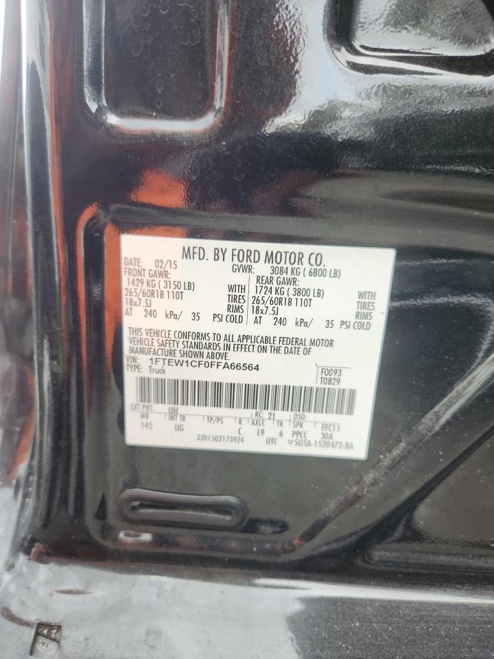 2015 Ford F150 Supercrew VIN: 1FTEW1CF0FFA66564 Lot: 85189545