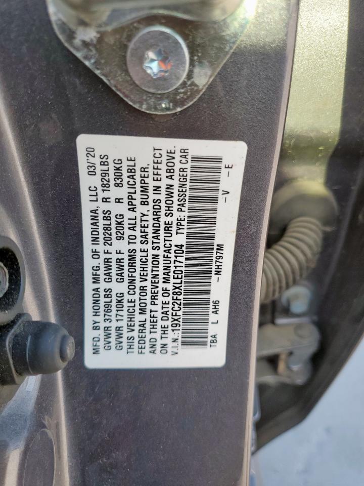 2020 Honda Civic Sport VIN: 19XFC2F8XLE017104 Lot: 82369955