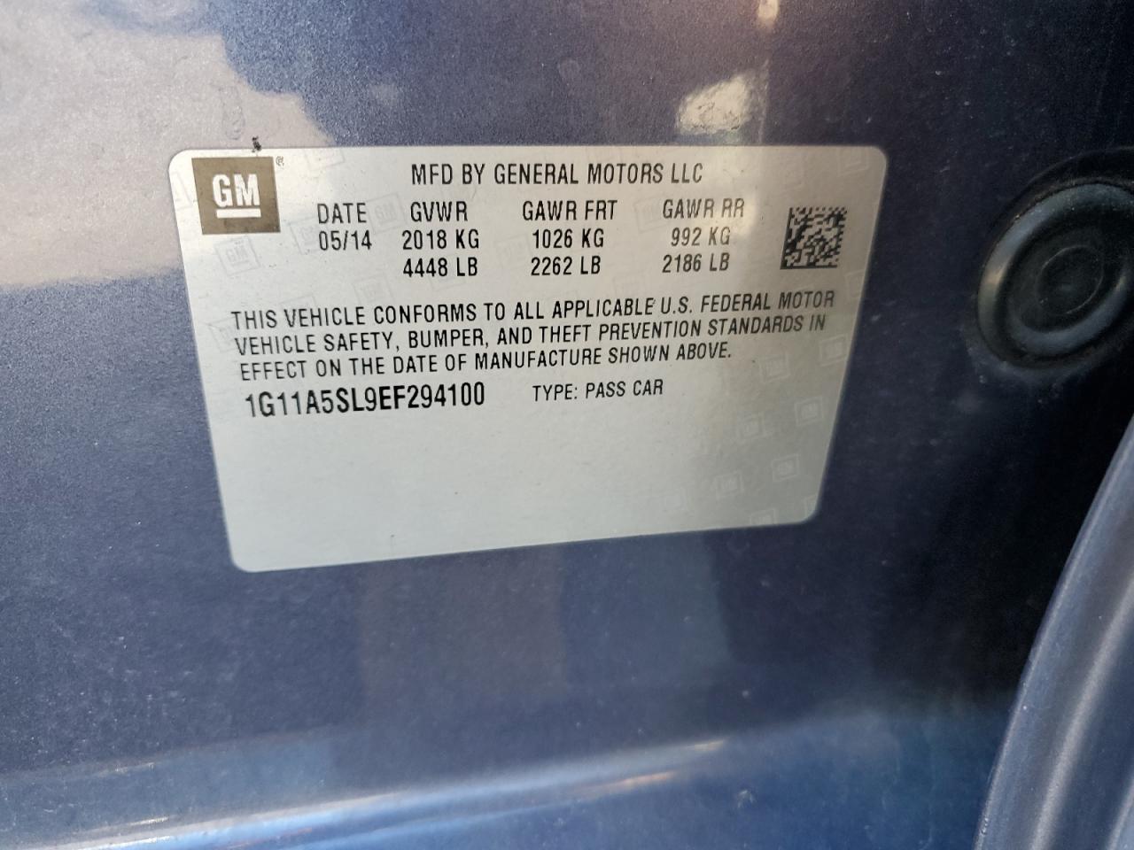 2014 Chevrolet Malibu Ls VIN: 1G11A5SL9EF294100 Lot: 85733015