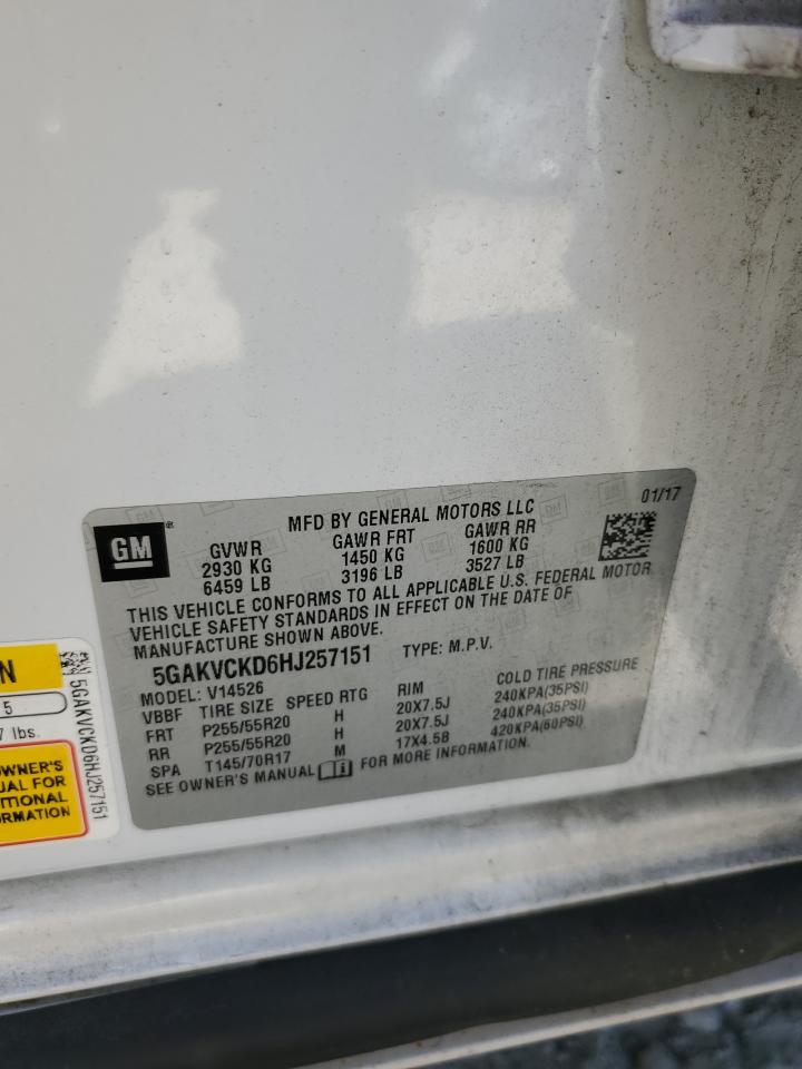 2017 Buick Enclave VIN: 5GAKVCKD6HJ257151 Lot: 82214145