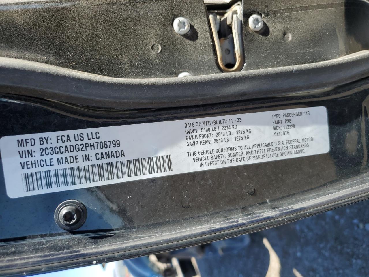 2023 Chrysler 300 Touring L VIN: 2C3CCADG2PH706799 Lot: 86160935