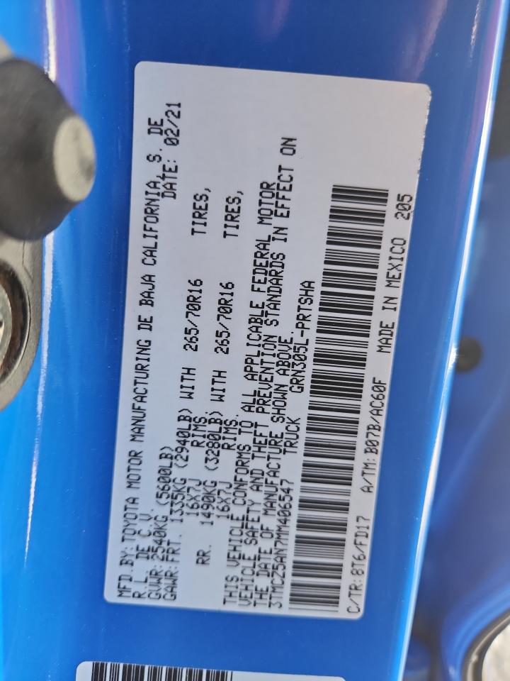 2021 Toyota Tacoma Double Cab VIN: 3TMCZ5AN7MM406547 Lot: 82271545