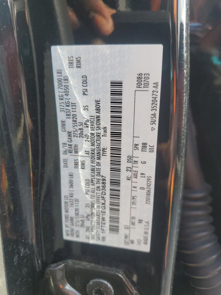 2018 Ford F150 Supercrew VIN: 1FTEW1EGXJFD36897 Lot: 82006305