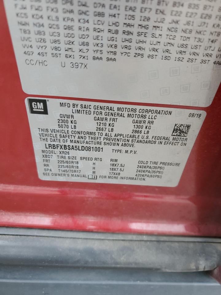 2020 Buick Envision Preferred VIN: LRBFXBSA5LD081001 Lot: 87489785