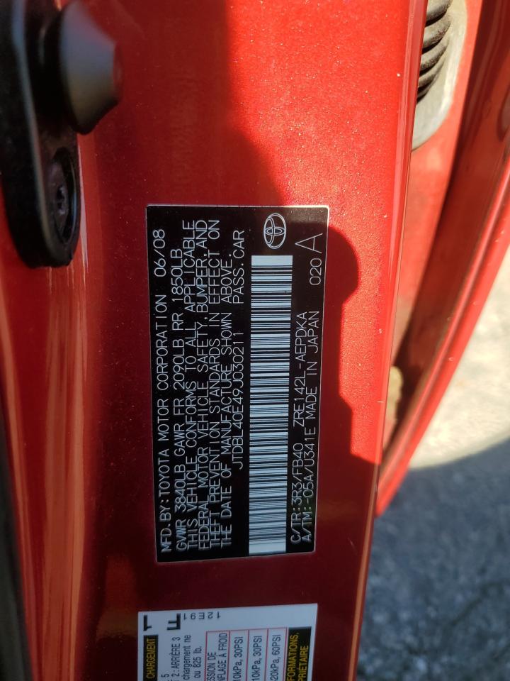 2009 Toyota Corolla Base VIN: JTDBL40E49J030211 Lot: 86225735