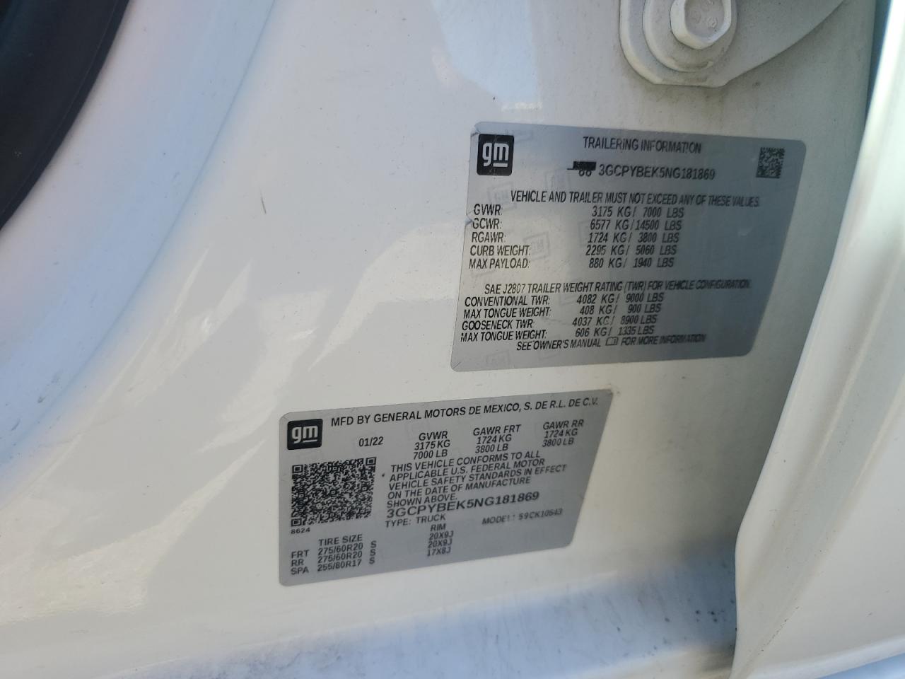 2022 Chevrolet Silverado Ltd K1500 Custom VIN: 3GCPYBEK5NG181869 Lot: 83910395