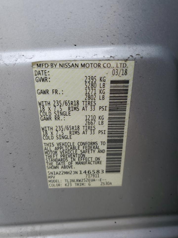 2018 Nissan Murano S VIN: 5N1AZ2MH2JN146583 Lot: 81841765