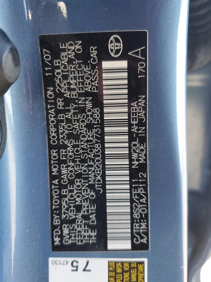 2008 Toyota Prius VIN: JTDKB20U387731588 Lot: 86684025