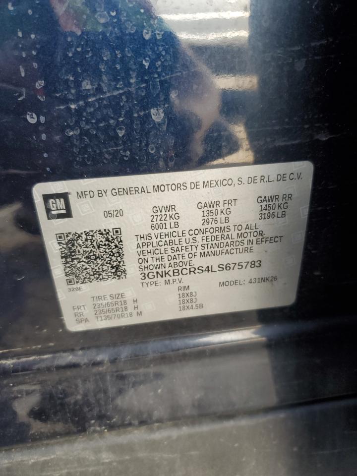 2020 Chevrolet Blazer 2Lt VIN: 3GNKBCRS4LS675783 Lot: 84360795
