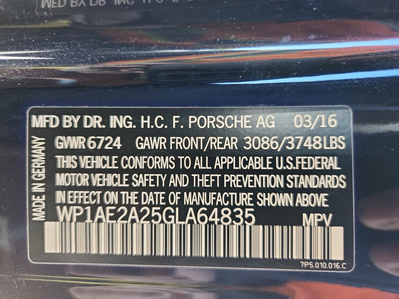 2016 Porsche Cayenne Se Hybrid VIN: WP1AE2A25GLA64835 Lot: 85371825