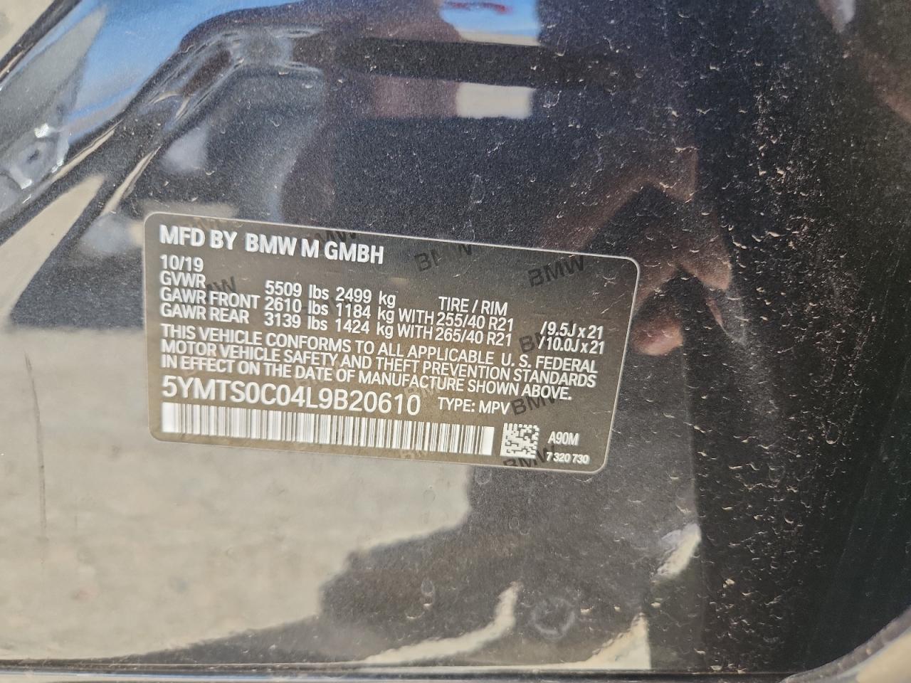 2020 BMW X3 M Competition VIN: 5YMTS0C04L9B20610 Lot: 84599735