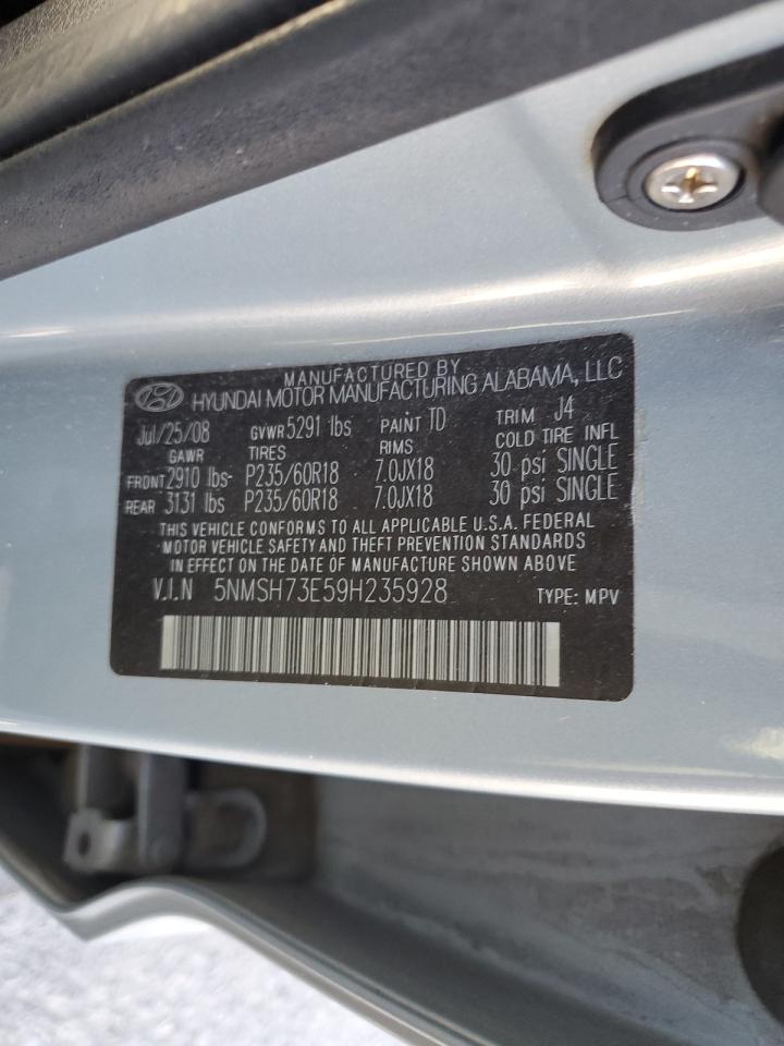 2009 Hyundai Santa Fe Se VIN: 5NMSH73E59H235928 Lot: 84421245