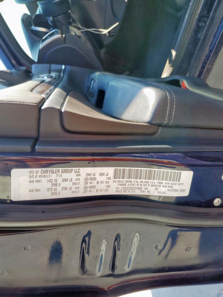 2014 Jeep Grand Cherokee Overland VIN: 1C4RJECGXEC574282 Lot: 84632665