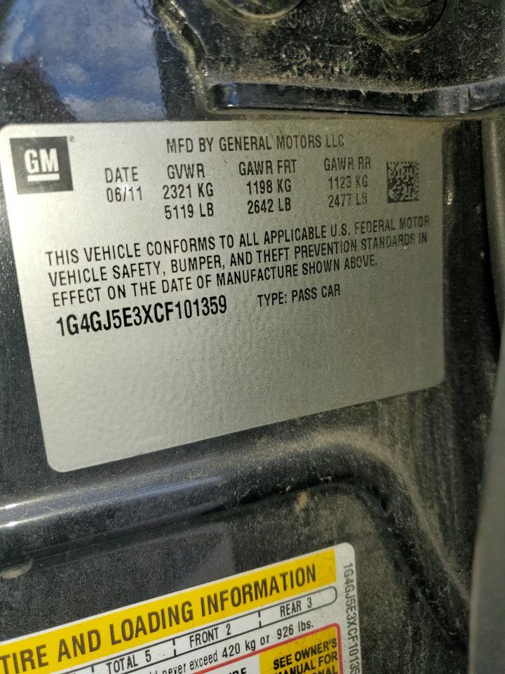 2012 Buick Lacrosse Touring VIN: 1G4GJ5E3XCF101359 Lot: 85274815