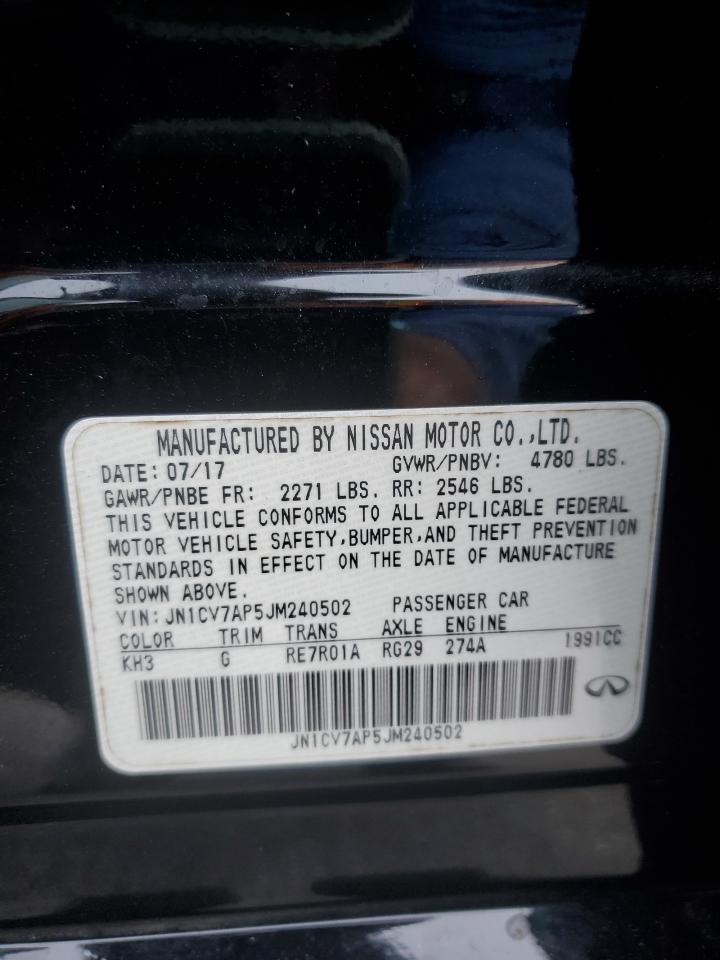 2018 Infiniti Q50 Pure VIN: JN1CV7AP5JM240502 Lot: 82327795