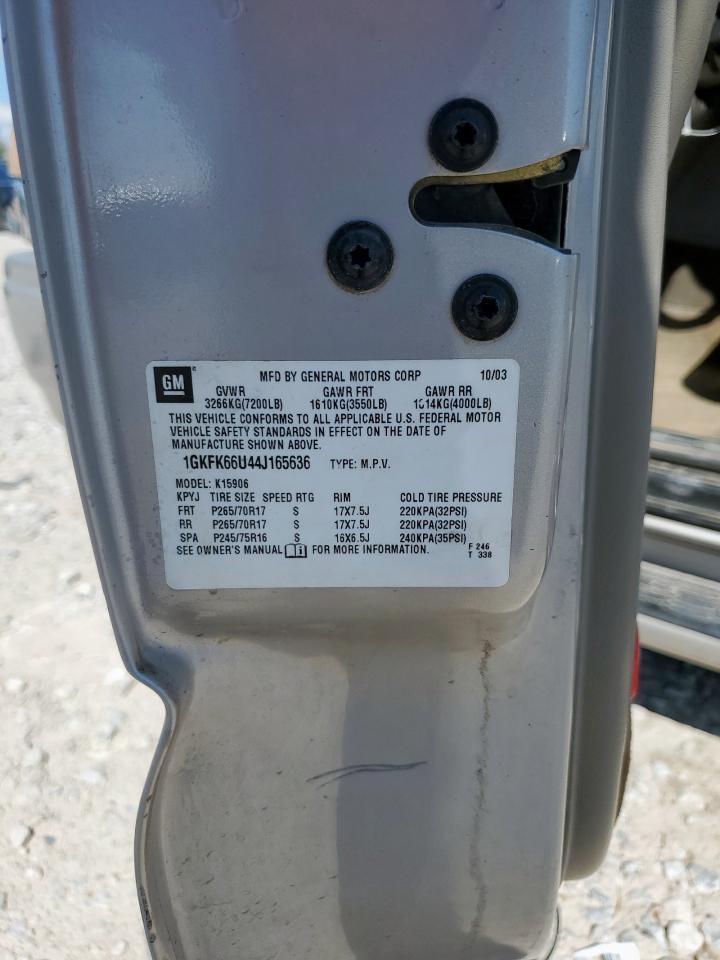 2004 GMC Yukon Xl Denali VIN: 1GKFK66U44J165636 Lot: 82286055