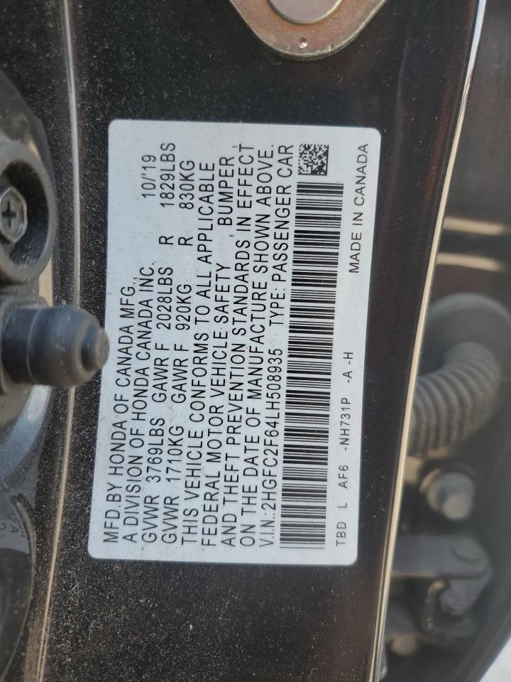 2020 Honda Civic Lx VIN: 2HGFC2F64LH508935 Lot: 84475045