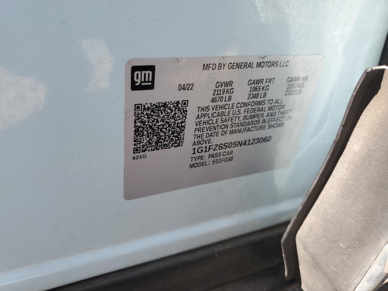 2022 Chevrolet Bolt Euv Premier VIN: 1G1FZ6S05N4123060 Lot: 90695035