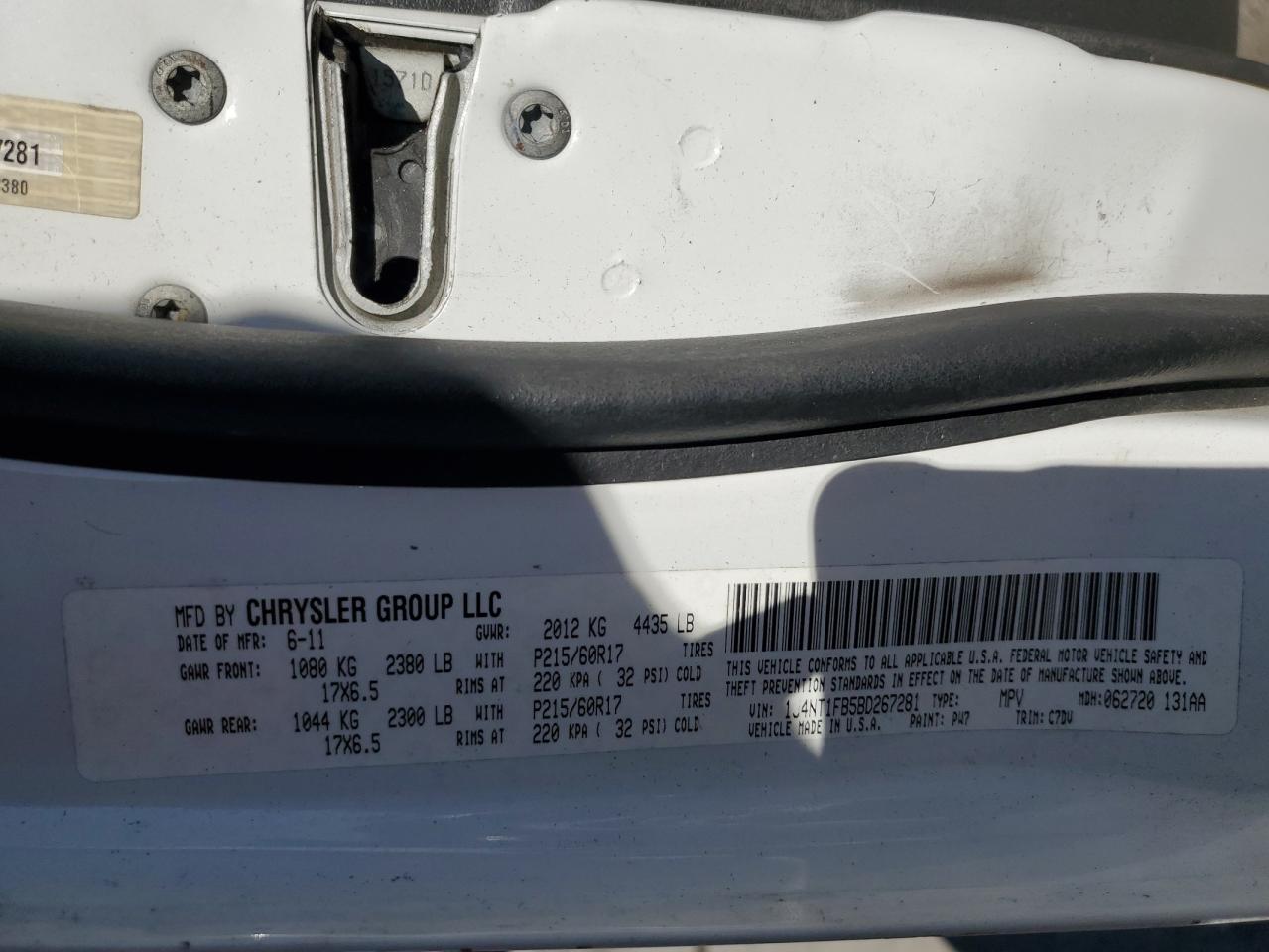 2011 Jeep Compass Sport VIN: 1J4NT1FB5BD267281 Lot: 89456865