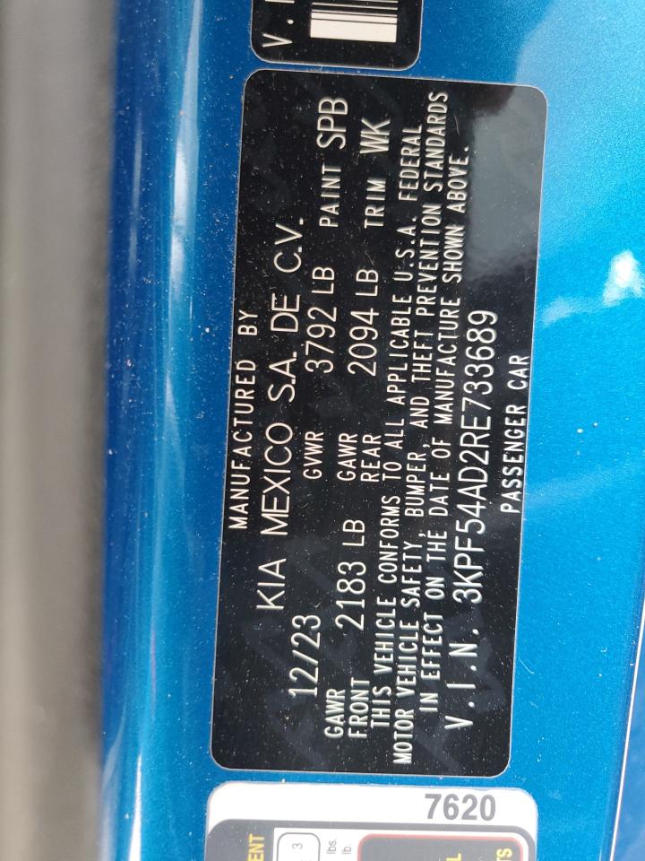 2024 Kia Forte Gt Line VIN: 3KPF54AD2RE733689 Lot: 81953985