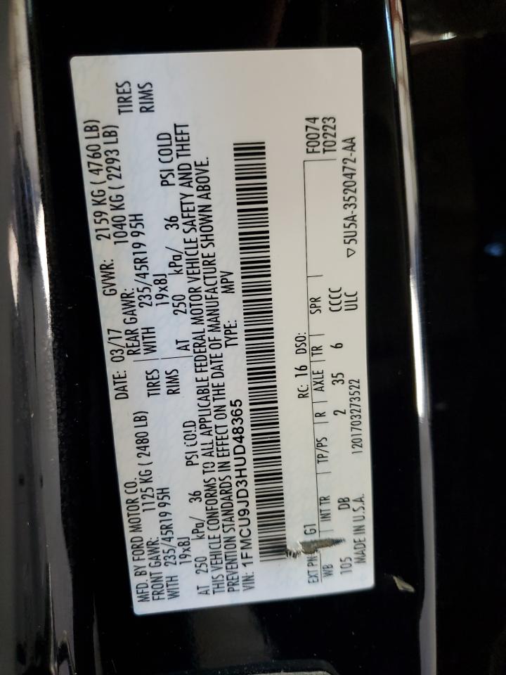 2017 Ford Escape Titanium VIN: 1FMCU9JD3HUD48365 Lot: 82593975