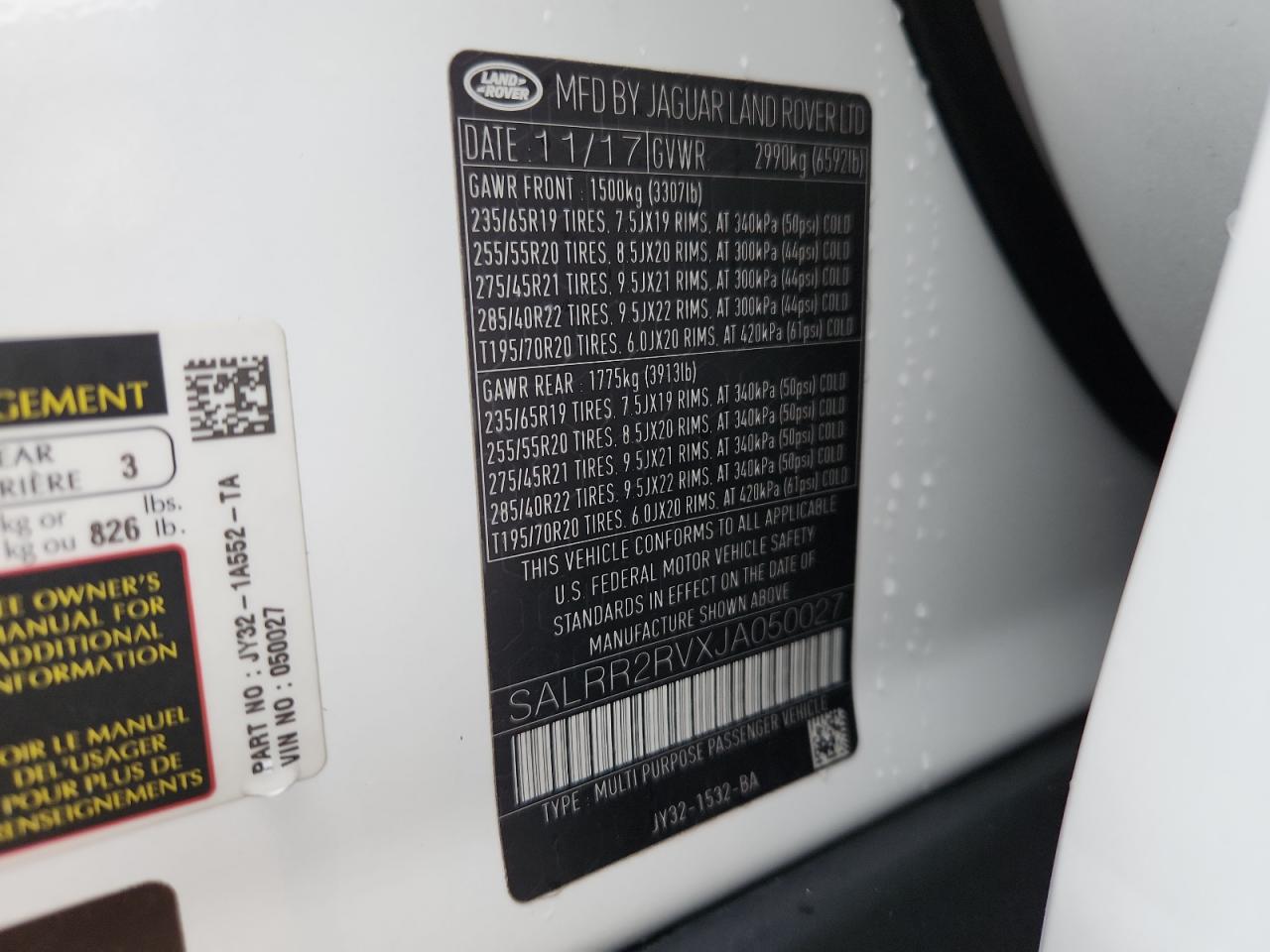 2018 Land Rover Discovery Hse VIN: SALRR2RVXJA050027 Lot: 90276015