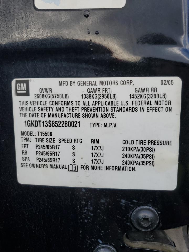 2005 GMC Envoy VIN: 1GKDT13S852280021 Lot: 87445475