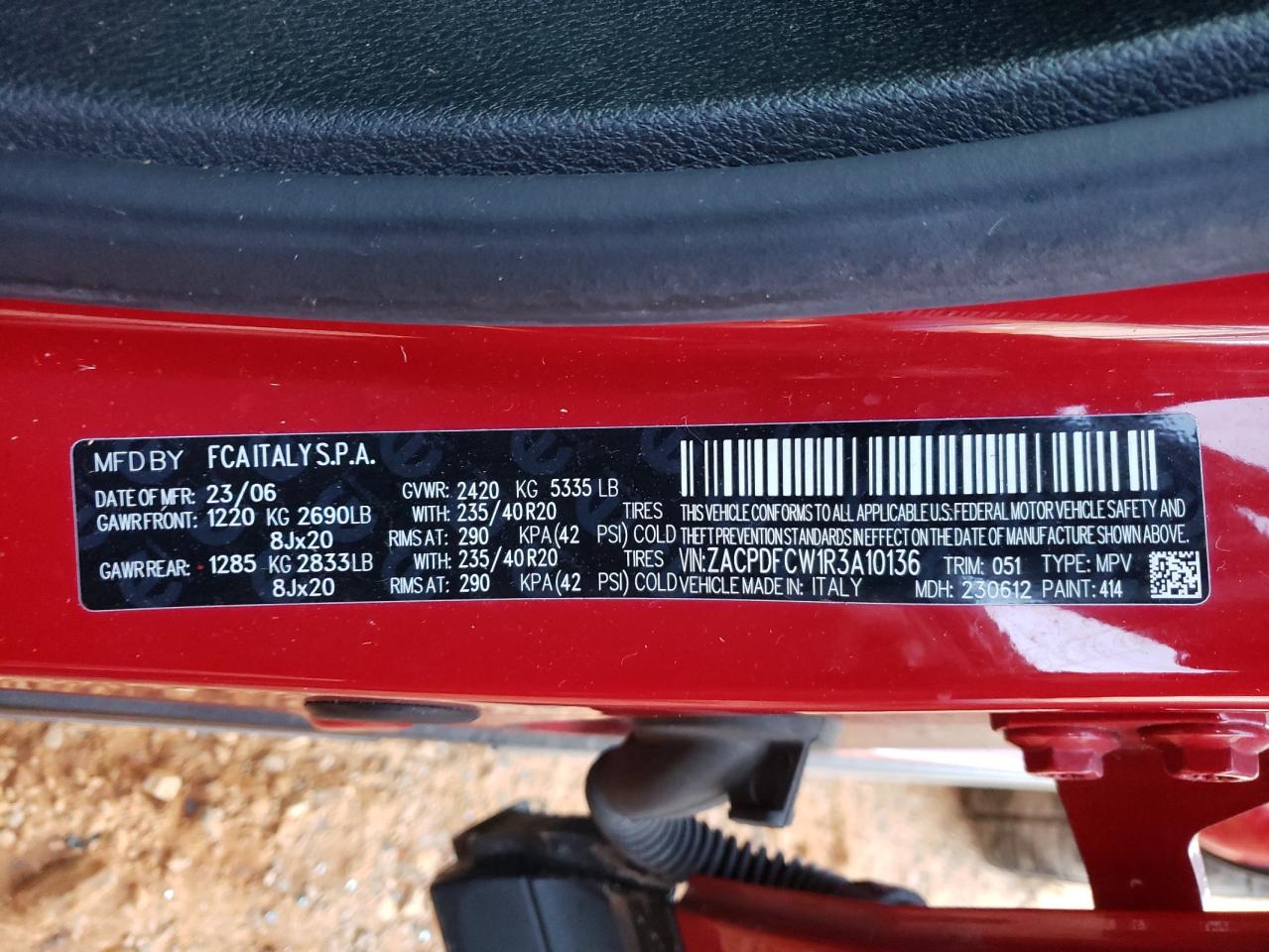 2024 Dodge Hornet R/T VIN: ZACPDFCW1R3A10136 Lot: 85644085