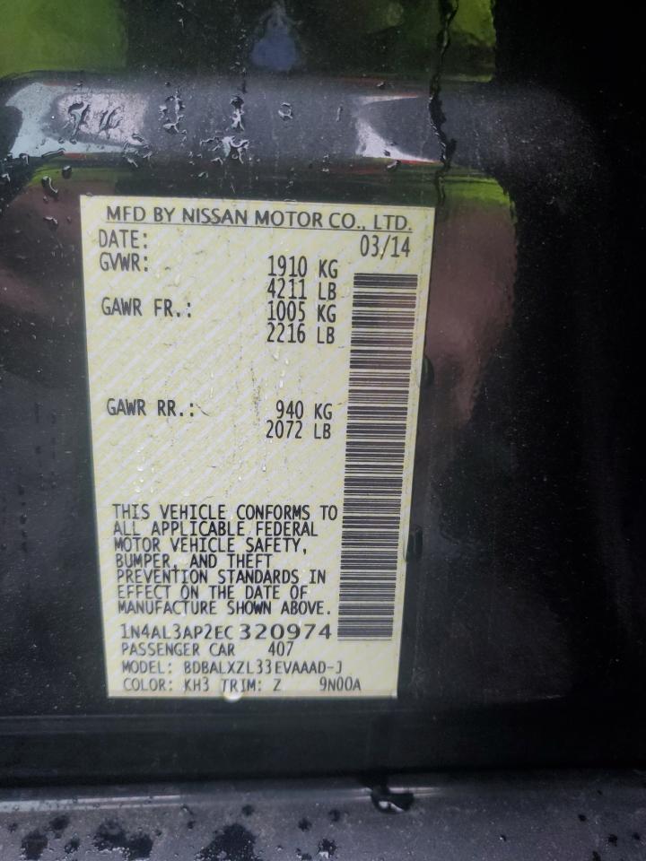 2014 Nissan Altima 2.5 VIN: 1N4AL3AP2EC320974 Lot: 85663745