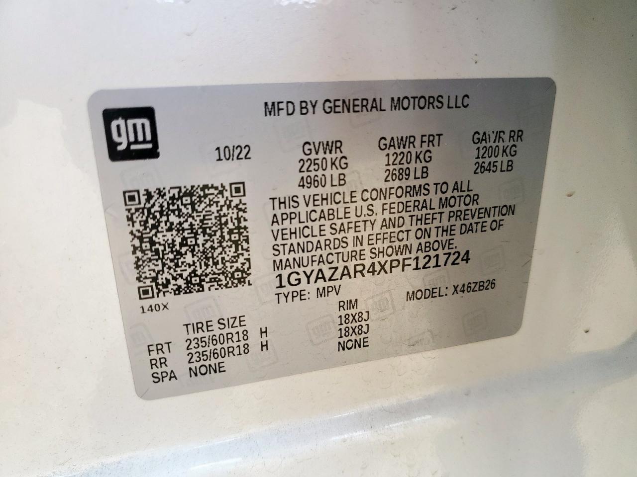 2023 Cadillac Xt4 Luxury VIN: 1GYAZAR4XPF121724 Lot: 82312465